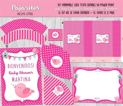 Kit Imprimible Baby Shower Pajaritos Con Textos Editables En Venta En