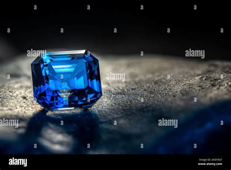 Precious Blue Sapphire Gemstone On Dark Background Stock Photo Alamy