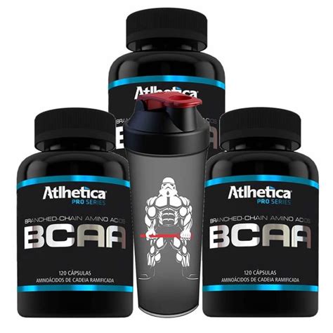 Kit X Bcaa Aminoacido Pro Series Capsulas Coqueteleira Atlhetica