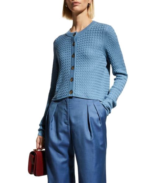 Loulou Studio Mati Cashmere Cable Knit Cardigan Neiman Marcus