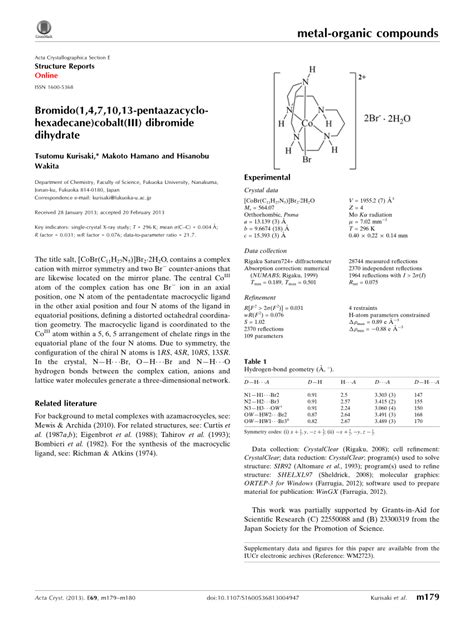 Pdf Bromido Pentaazacyclohexadecane Cobalt Iii