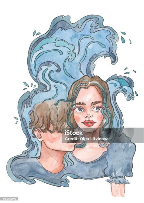 Couple In Love On The Background Of The Sea Wave Stock Illustration Download Image Now Art