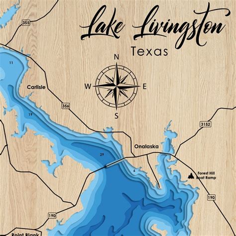 Digital File PDF SVG Lake Livingston Texas Map Bathymetric Etsy