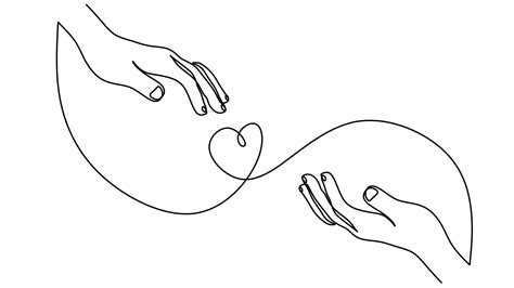 One Continuous Single Line Drawing Of Hand Give Love 20120670 Vector