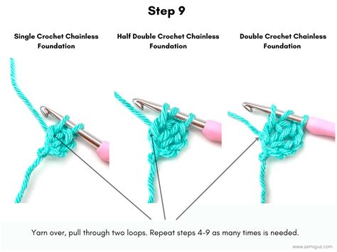 Crochet Chainless Foundation Easy Tutorial - Zamiguz