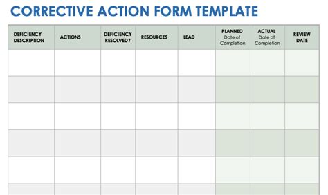 Corrective Action Tracking Template