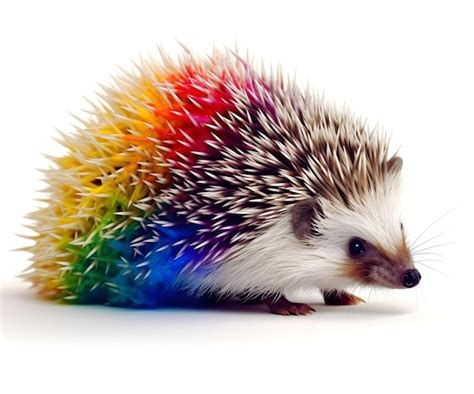 Premium Ai Image A Colorful Hedgehog With A Rainbow On Its Head