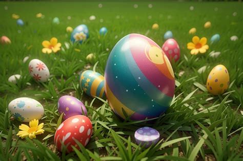 Premium Photo Colorful Easter Egg On Green Grass