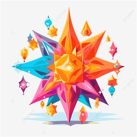 Parol Clipart Graphic Christmas Geometric Colorful Star Design Cartoon