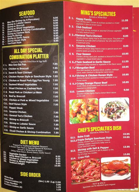 Menu At Mings Buffet And Grill Restaurant Mcminnville