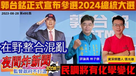 郭台銘正式宣布參選2024總統大選！在野整合混亂，民調將有化學變化！ 資深媒體人張光雄 評論員林子傑 夜間炸新聞 20230828