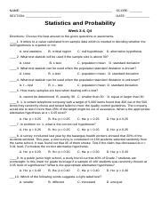 LAS Stat And Prob Week3 4 Q4 Docx NAME SCORE SECTION DATE