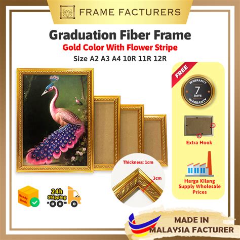 Photo Frame A3 12r Gold Color Fiber Frame For Graduation And Certificate