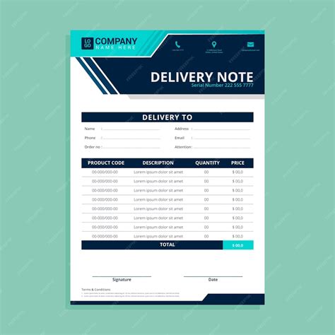 Free Vector Flat Design Delivery Note Template