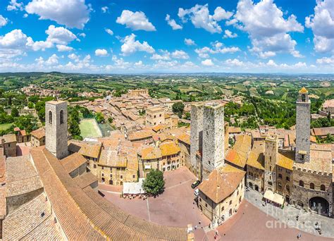 Historic Town Of San Gimignano With Tuscan Countryside Tuscany