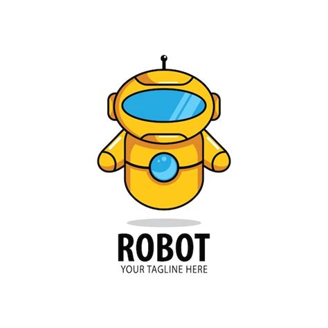 Roboter Logo Design Premium Vektor