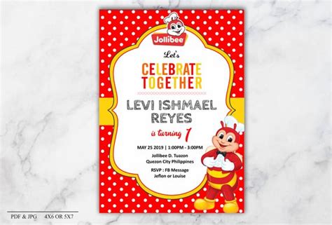 jollibee Birthday Invitation Party | Invitations party, Birthday invitations, Jollibee