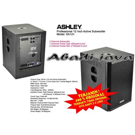 Jual Subwoofer Ashley Aktif 12 Inch Ashley Sa12 Harga 1 Pcs ORIGINAL