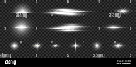 Flare Light Effects Glowing Star Set Vector Optical Lens Flare Light