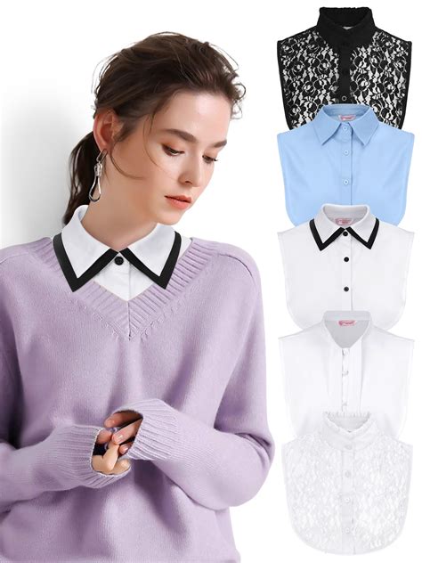 Deago Fake Collar Detachable Dickey Collar Blouse Half Shirts Peter Pan