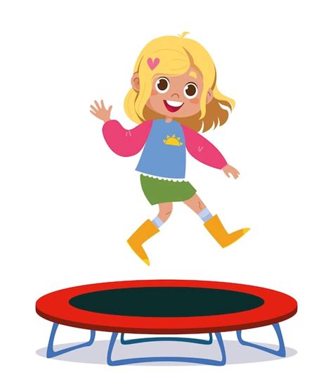 Cool Girl Sautant Sur Un Trampoline Amusant L Attraction Illustration