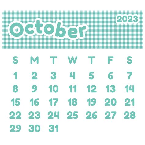 Kalender Oktober 2023 Mit Kariertem Design Vektor Kalender Oktober