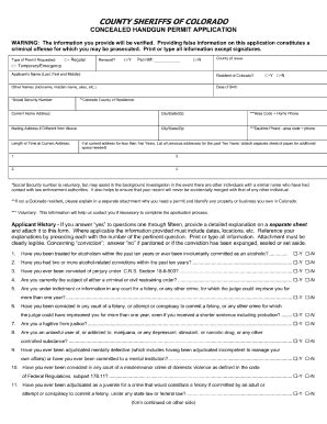 Fillable Online Colorado Concealed Permit Application Form Fax Email