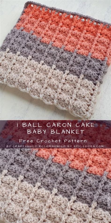 1 Ball Caron Cake Blanket Baby Crochet Pattern Free Styles Idea