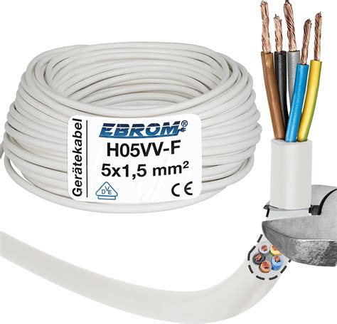 Hose Cable H05VV F 5G1 5 mm² 5 x 1 5 mm² White 10 m 25 m 50 m