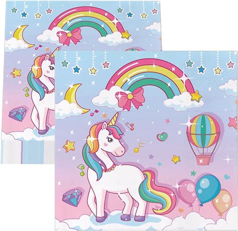 GROVBLE 40 Stück Einhorn Servietten servietten regenbogen einhorn