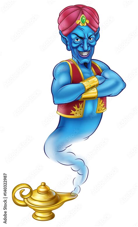 Cartoon Evil Aladdin Genie Stock Vector | Adobe Stock