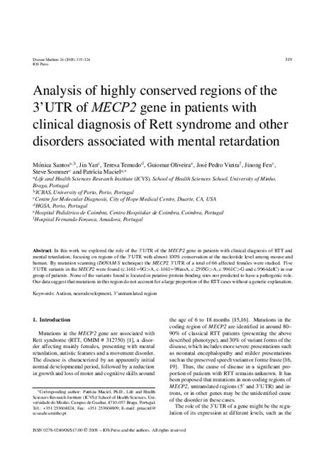 (PDF) MeCP2 Function in the Basolateral Amygdala in Rett Syndrome ...