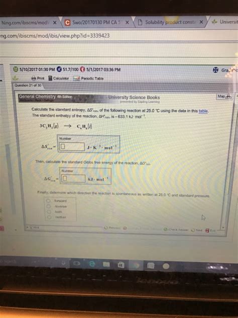 Solved Calculate The Standard Entropy Delta S Degree Rxn Chegg