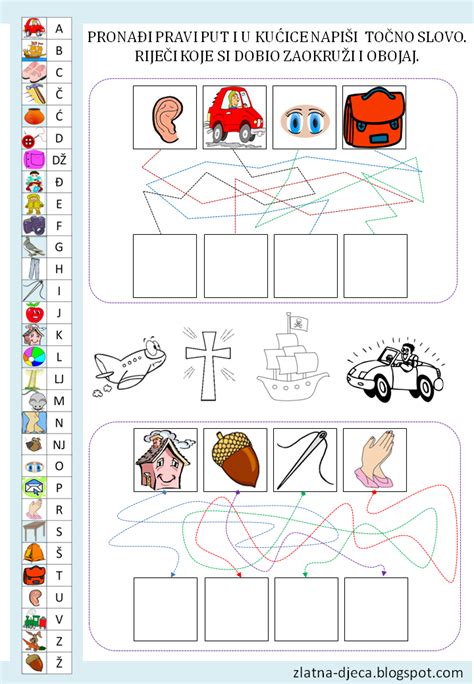 Zlatna Djeca Radni Listovi Za Učenje Prvih Slova