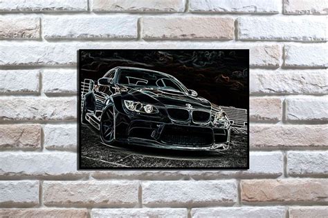 Bmw Poster Car Poster Bmw Car Drawing Garage Art Bmw Art Print - Etsy