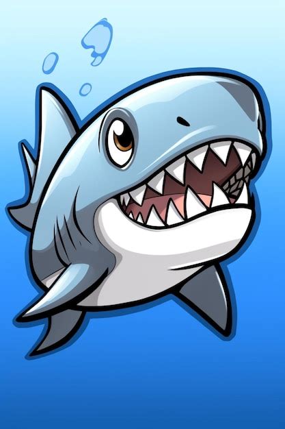 Premium Photo Cartoon Shark With Open Mouth And Teeth Showing Teeth