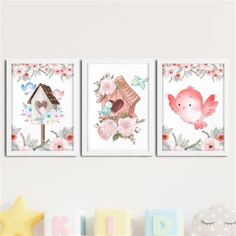 Kit Quadros Decorativos Menina Aquarela Flores Aq Elo