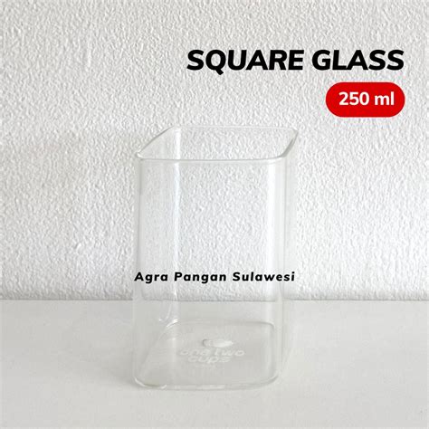 Jual Gelas Minum Kopi Teh Ml Tea Coffee Kotak Square Estetik Glass