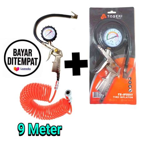 Toseki Tire Inflator Air Pressure Gun Isi Ukur Tekanan Angin In