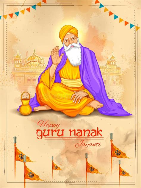 Happy Gurpurab, Guru Nanak Jayanti Festival of Sikh Celebration Background Stock Vector ...