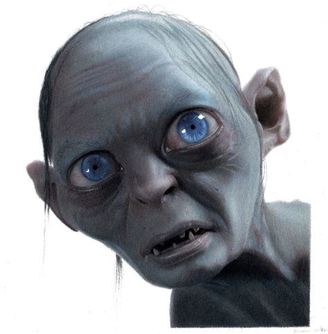 A Colored Pencil Portrait Drawing Of Gollum Smeagol Played By Cast