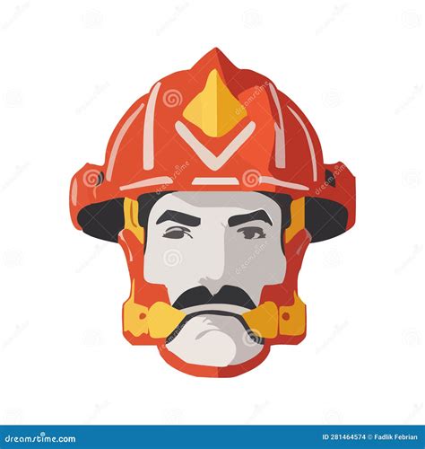 Portrait Of A Firefighter Vector Illustration Firefighter Helmet Stock