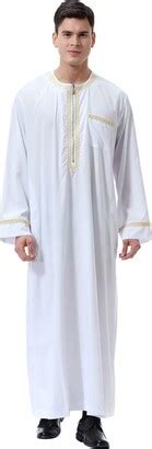 Hulkay Mens Muslim Robes Dubai Kaftan Islamic Clothing Arabic Prayer