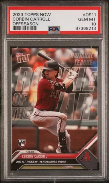 CARTE RECRUE DE l année 2023 Tops Now CORBIN CARROLL RC PSA 10 GEM MT