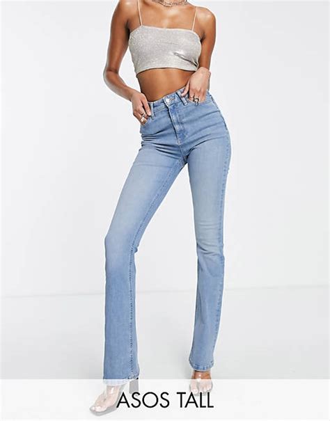 Asos Design Tall High Rise Lift And Contour Stretch Flare Jeans In