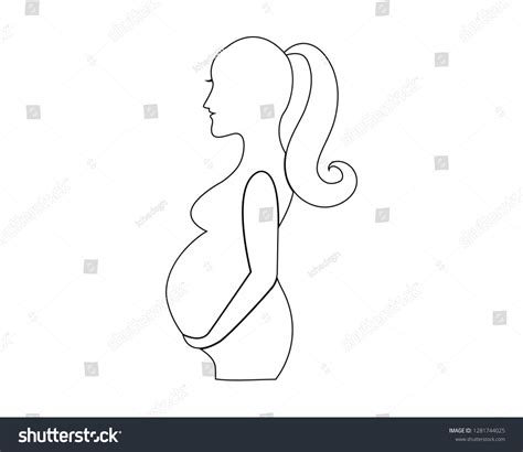 Happy Pregnant Woman Touching Her Belly Stock Vector Royalty Free 1281744025 Shutterstock