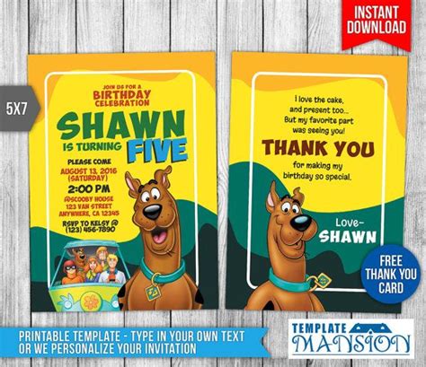 Scooby Doo Invitation Scooby Doo Birthday Invitation Scooby Doo