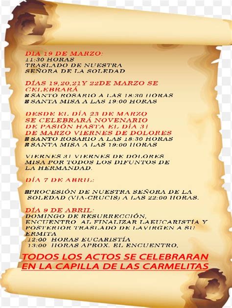 Programaci N De Los Actos De Semana Santa Organizados Por La Hermandad