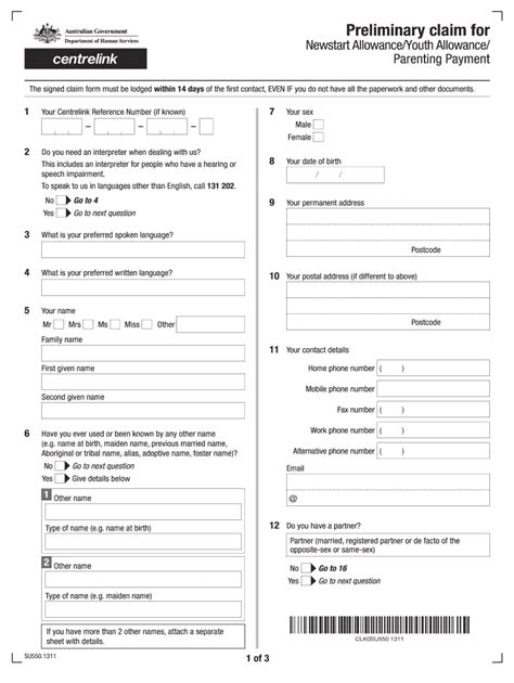 Youth Allowance Application Fill Out Sign Online DocHub