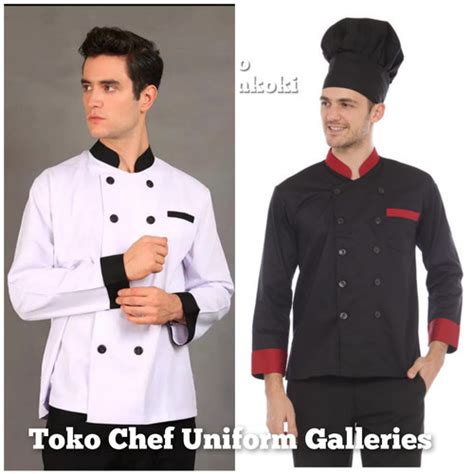 Jual Baju Chef Seragam Baju Koki Lengan Panjang Kombinasi Premium